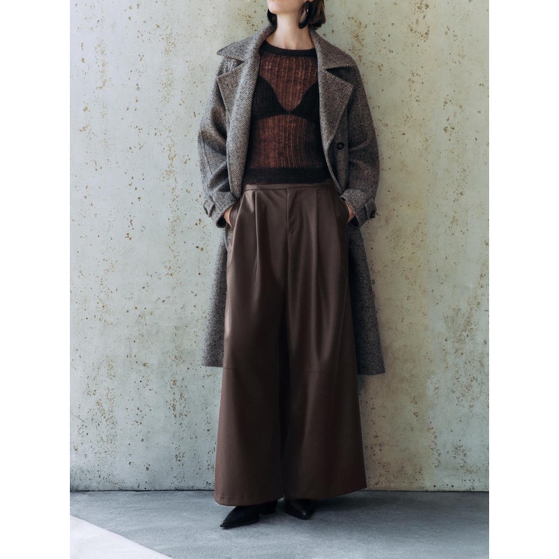 Vegan Leather Wide-Leg Pants Red XXS