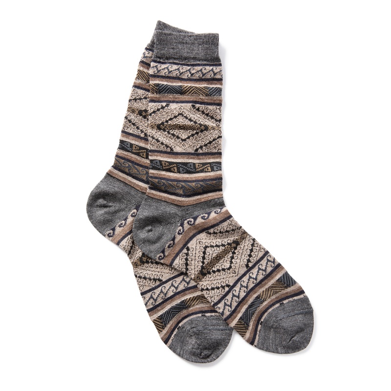 Wms Manta Stripe Socks Grey/Brown One Size