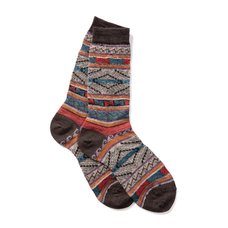 Wms Manta Stripe Socks Red/Taupe One Size