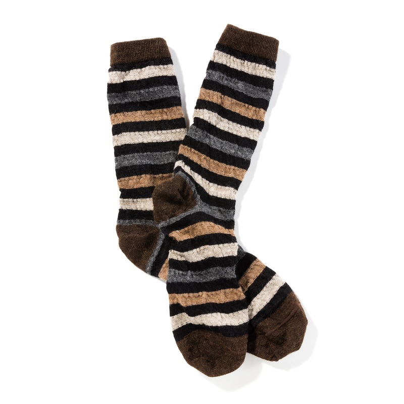 Womens Alpaca Socks Earthtone Stripe One Size