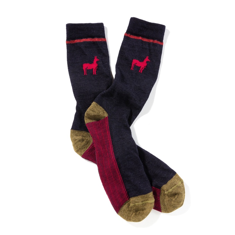 Womens Alpaca Socks Navy Colorblock One Size