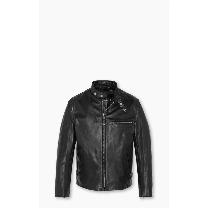 Schott NYC 141 Classic Cafe Racer Leather Motorcycle Jacket Black 36