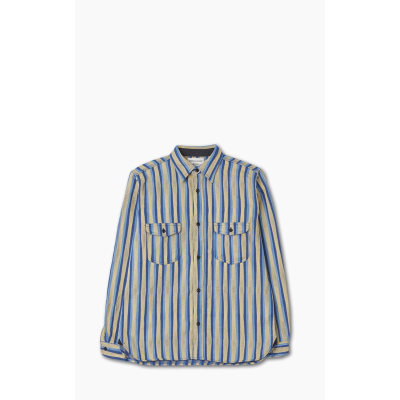 Samurai Jeans SDN23-01 Drunk Stripe” Flannel Work Shirt Yellow S