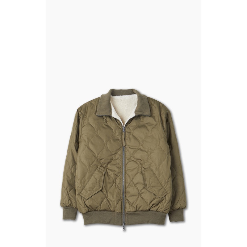 Taion Reversible Military High Neck Down Jacket Dark Olive/Cream S