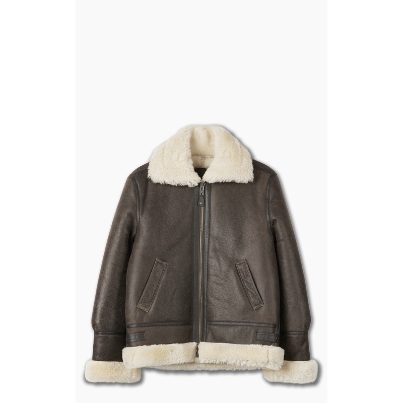 Schott NYC B-3 Bomber Jacket Sheepskin Leather Marron M