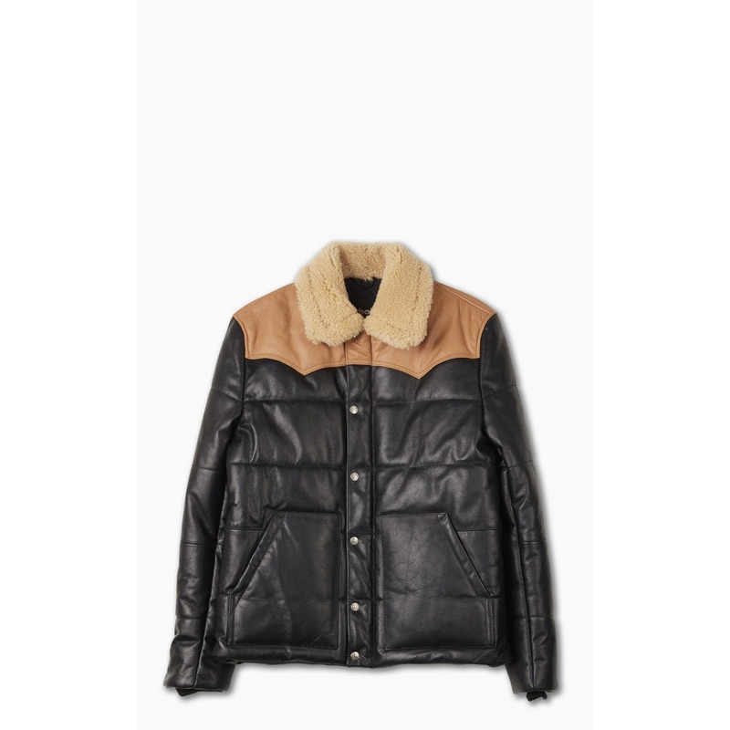 Schott NYC LCDAYTON Rancher Puffer Jacket Black/Cognac M