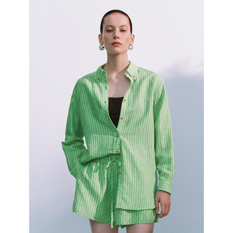 Shirts Green Striped XS