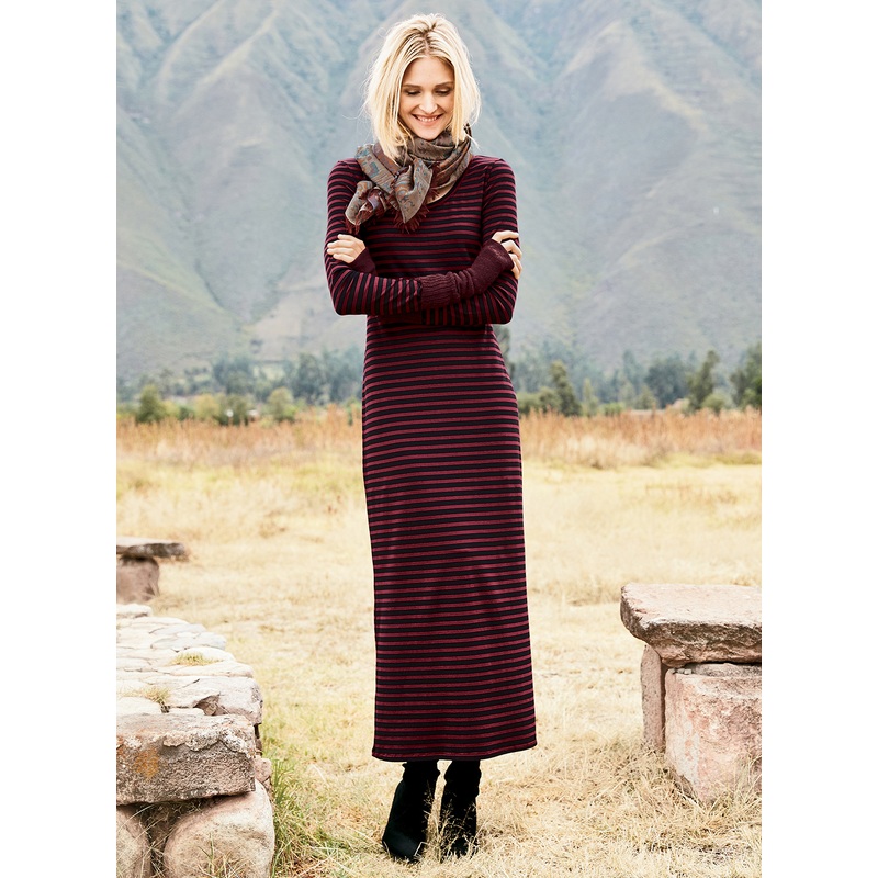Andover Dress Bordeaux Stripe XS