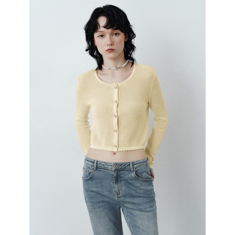 Knitted Cardigans Yellow XS