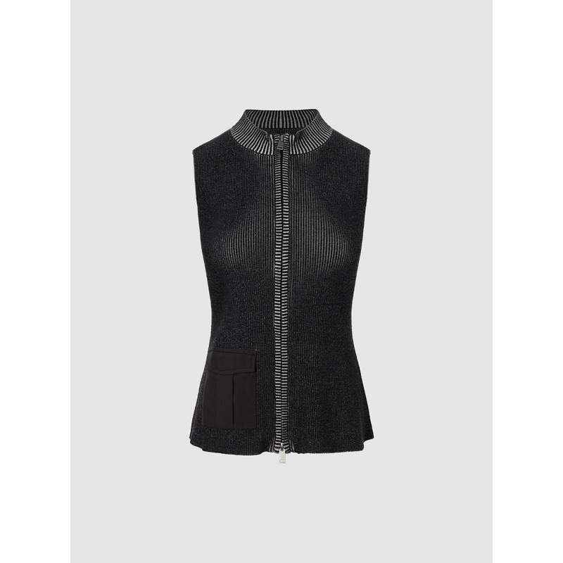 Knitted Sleeveless Cardigans Black XS