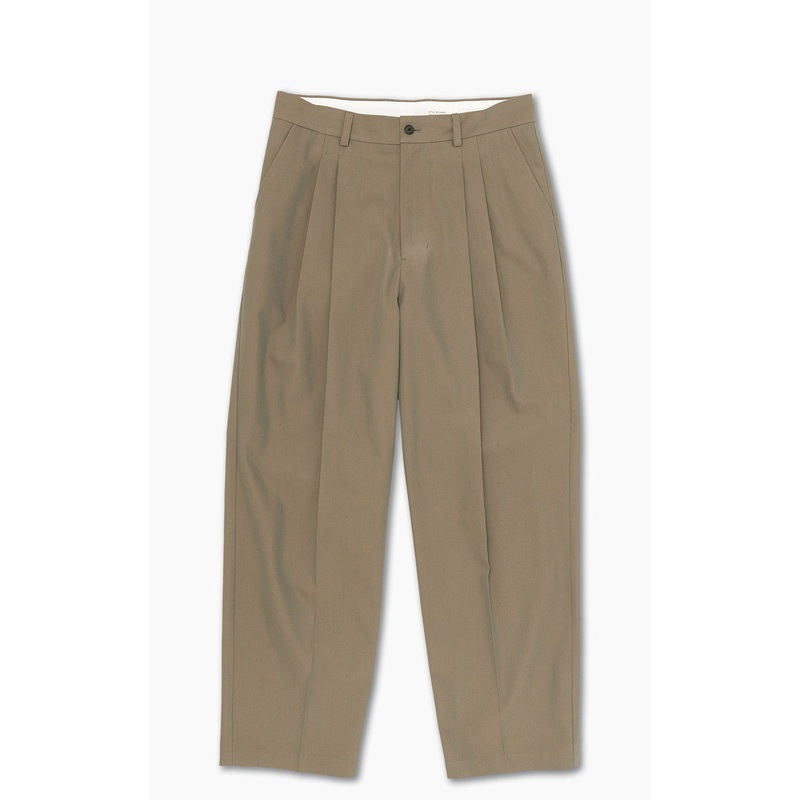 Still By Hand Deep Tuck Pressed Pant Olive 1