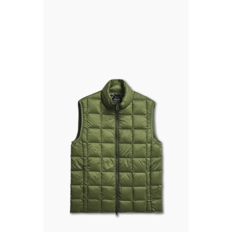 Taion HI-Neck Zip Down Vest Olive S