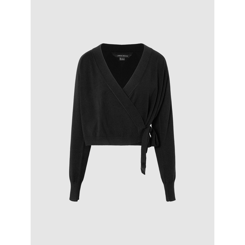 Cross Over Knitted Cardigans Black XS