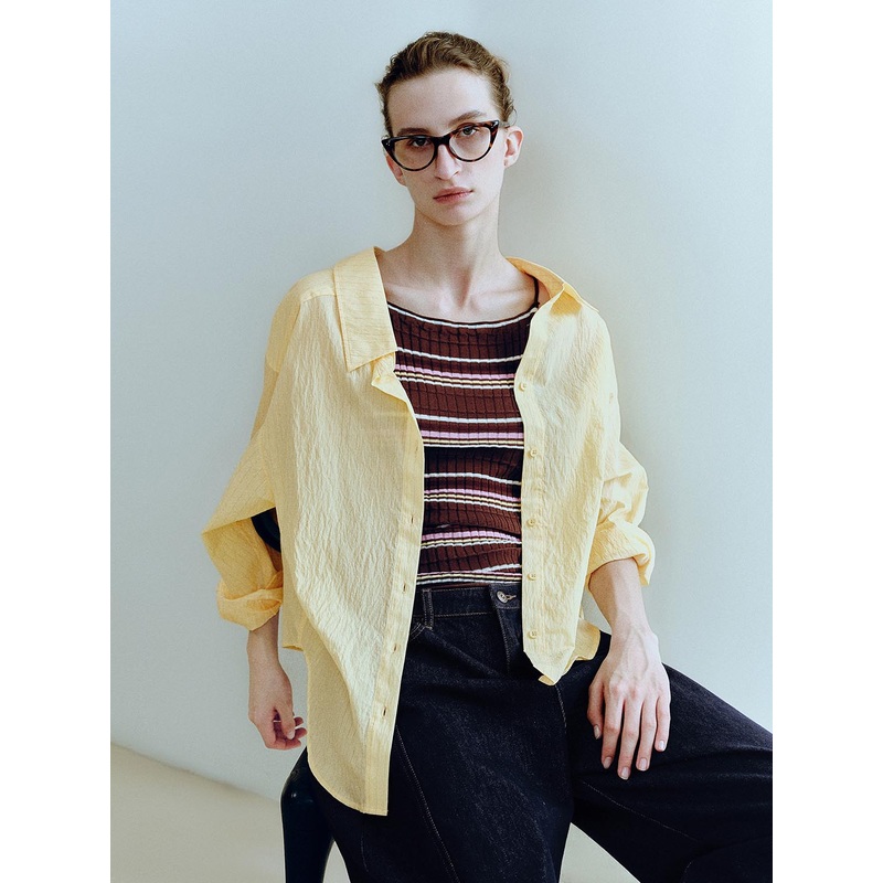 Long Sleeve Shirts Yellow Striped S