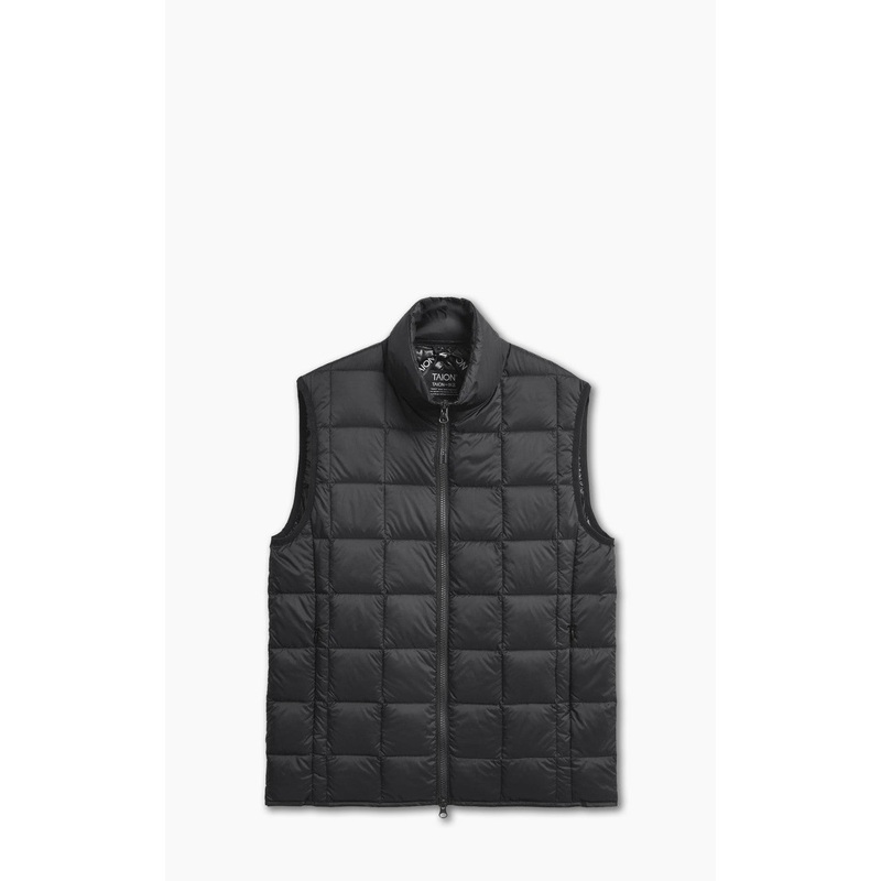 Taion HI-Neck Zip Down Vest Black S