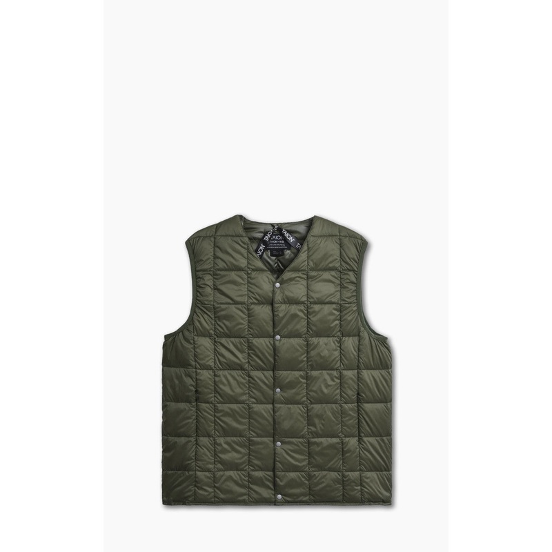 Taion V-Neck Button Down Vest Dark Olive S