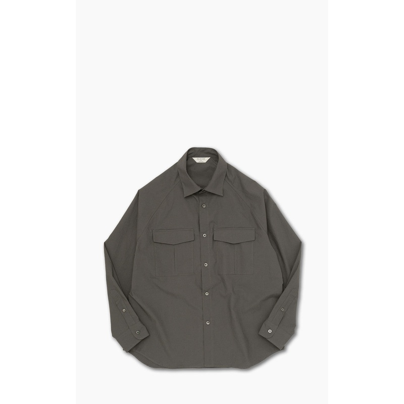 Still By Hand Double Pocket Raglan Shirt Charcoal 1