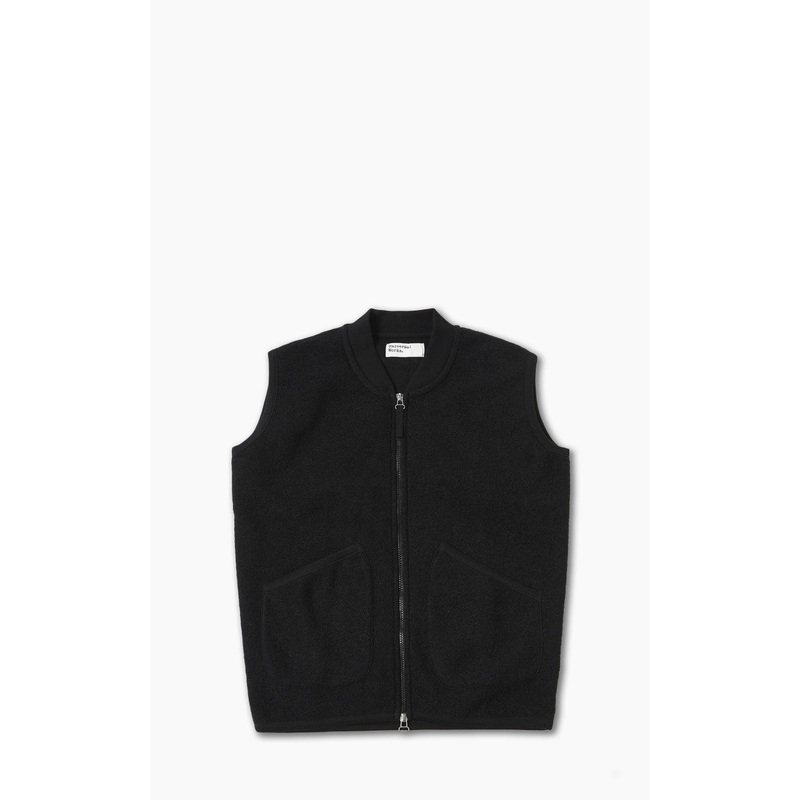 Universal Works Zip Waistcoat Wool Fleece Black S