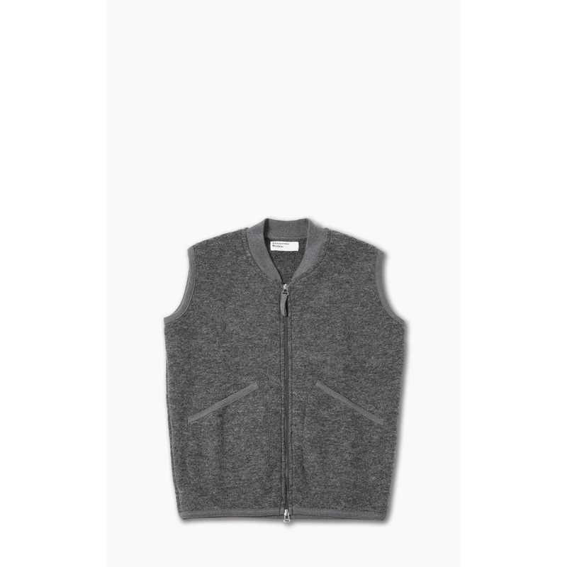 Universal Works Zip Waistcoat Wool Fleece Grey Marl S