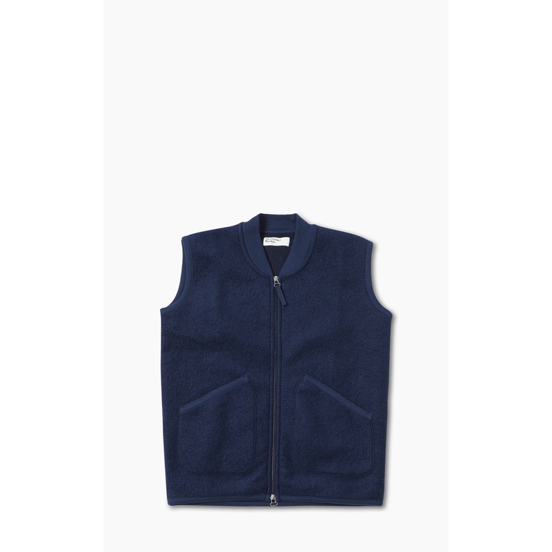 Universal Works Zip Waistcoat Wool Fleece Indigo S