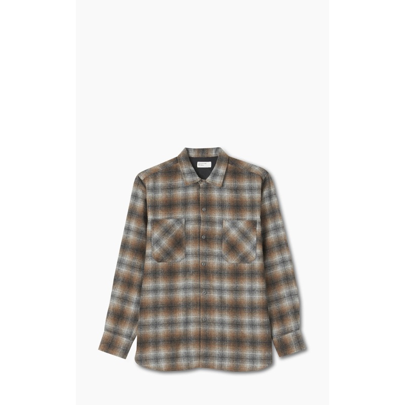 Universal Works Work Shirt Flannel Brown Check S