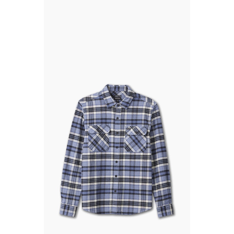 Brixton Bowery Heavy Weight L/S Flannel Flint Blue/Black/Mineral Grey M