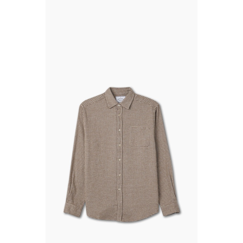 Portuguese Flannel Abstract Pied Poule Shirt Brown S