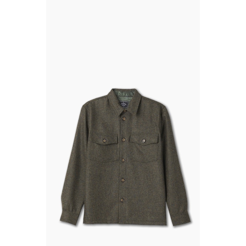 Portuguese Flannel Wool Field Overshirt Forest Green S