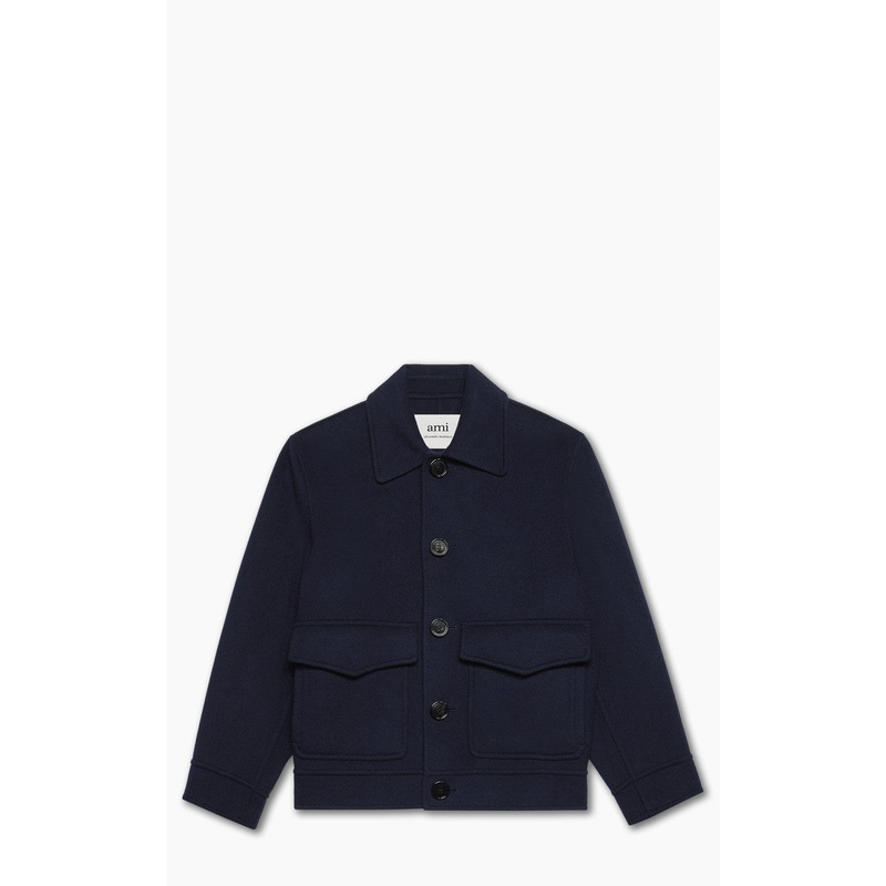 AMI Paris Boxy Fit Double Face Coat Night Blue S