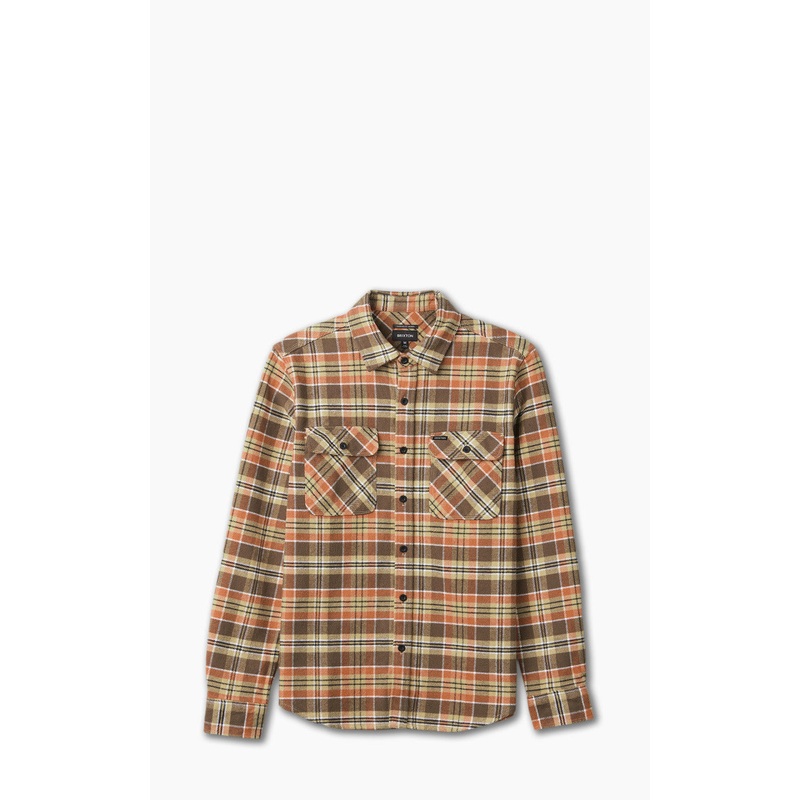 Brixton Bowery Heavy Weight L/S Flannel Desert Palm/Antelope/Burnt Red S