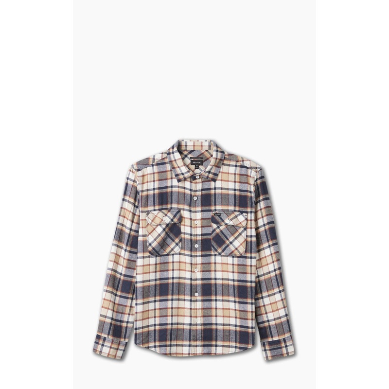 Brixton Bowery L/S Flannel Washed Navy/Barn Red/Off White S