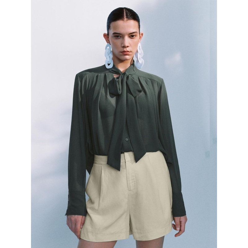 Scarf Dcor Long Sleeve Shirts Green S