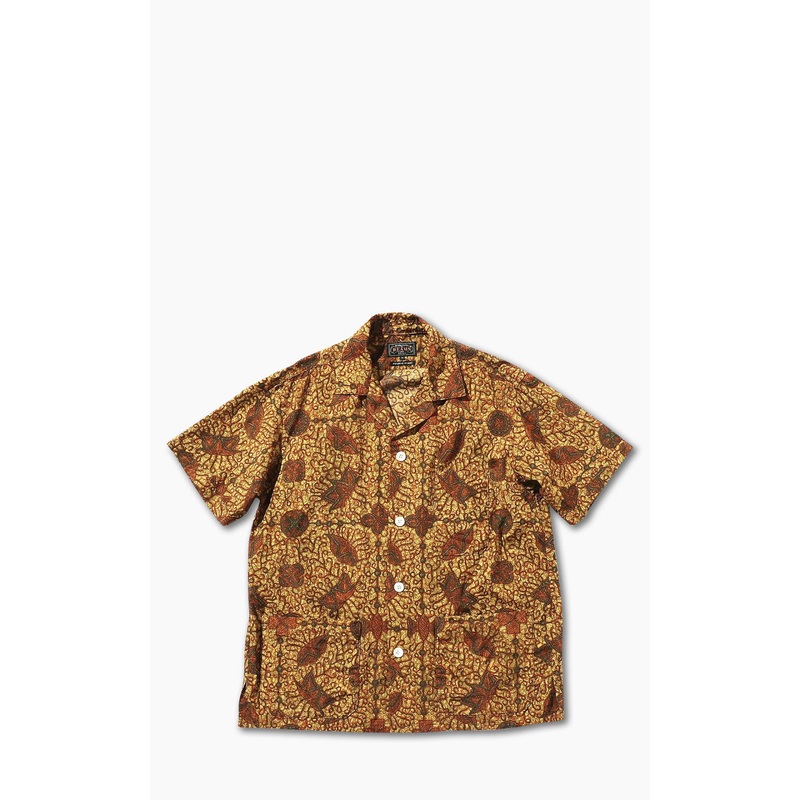 Beams Plus Short Sleeve Batik Print Beach Shirt Brown M
