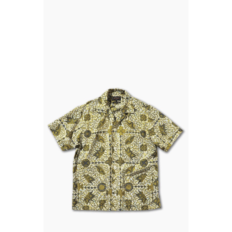 Beams Plus Short Sleeve Batik Print Beach Shirt White M