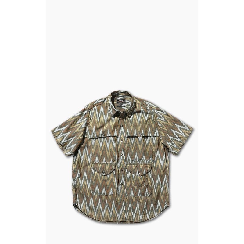 Beams Plus Short Sleeve Ikat Adventure Shirt II Olive M