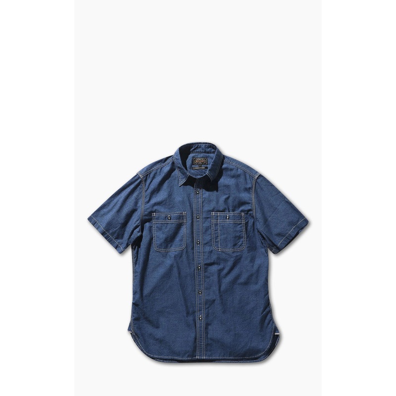 Beams Plus Short Sleeve Work Shirt Chambray Indigo M