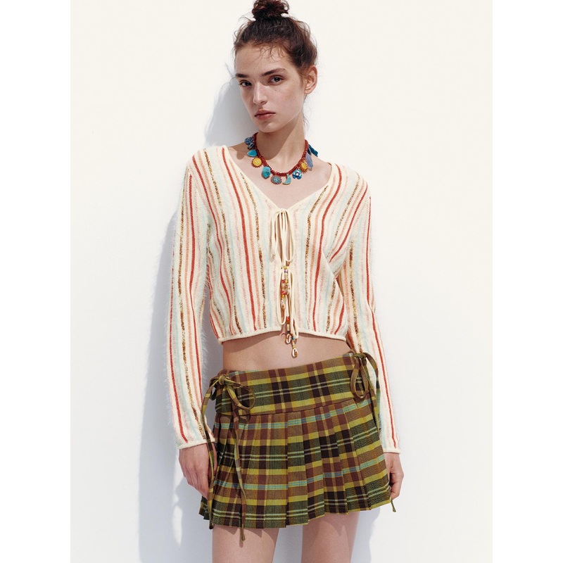 Cropped Knitted Cardigans Multi-Color XS