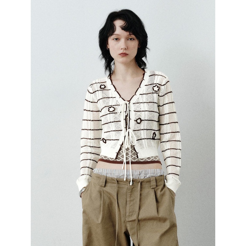Knitted Cardigans White Striped XS