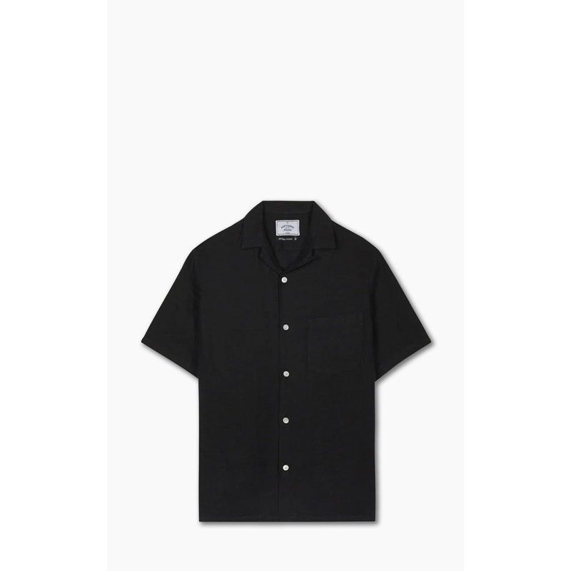 Portuguese Flannel Linen Camp Collar Shirt Black S