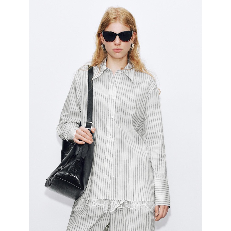 Long Sleeve Shirts Grey Striped XS