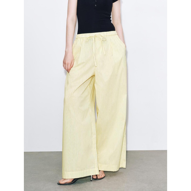 Wide-Leg Pants Yellow Striped S