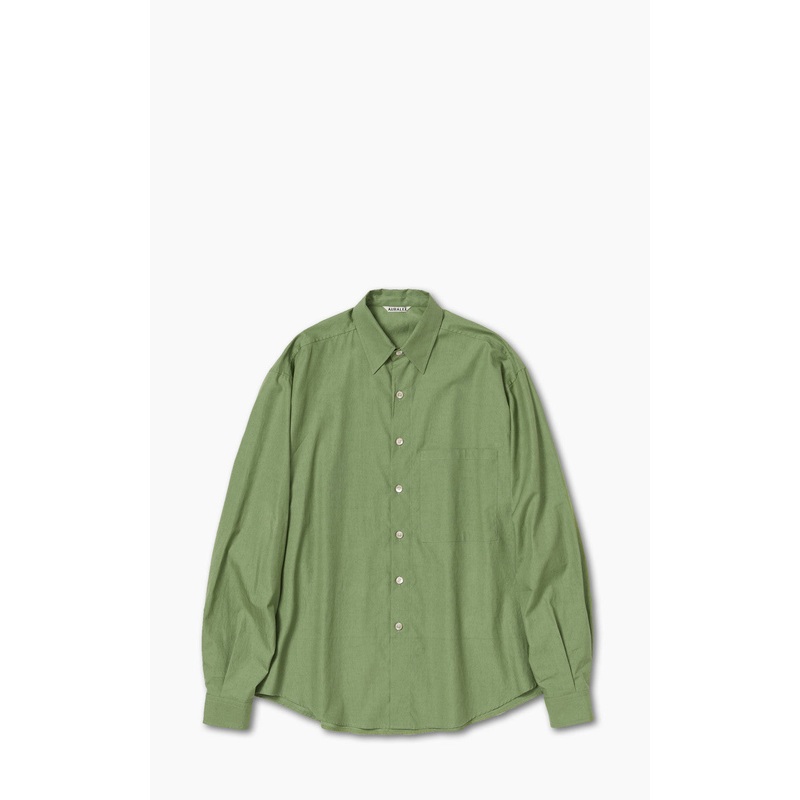 Auralee Washed Finx Twill Big Shirt Khaki Green 3