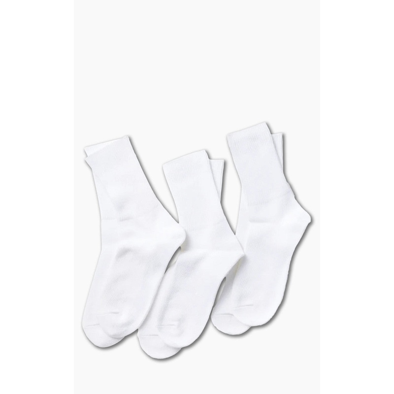 RoToTo R1427 Organic Daily 3-Pack Ribbed Crew Socks White M