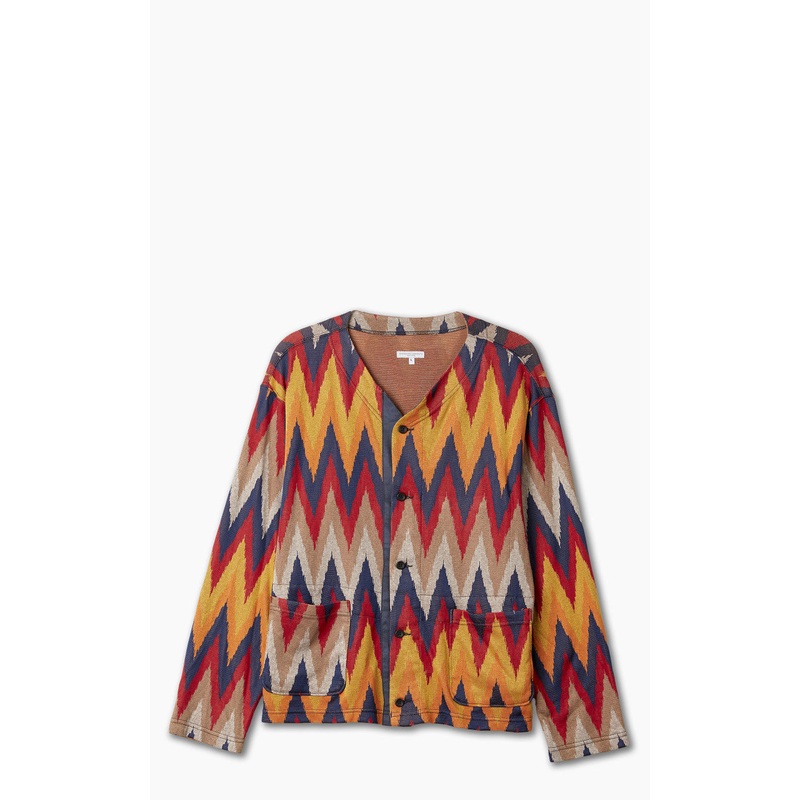 Engineered Garments Knit Cardigan Ikat Red/Navy M