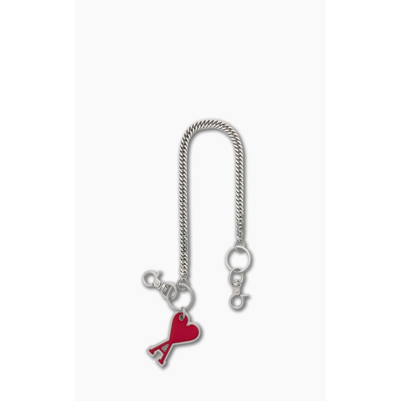 AMI Paris Ami De Coeur Chain Keyring Scarlet Red