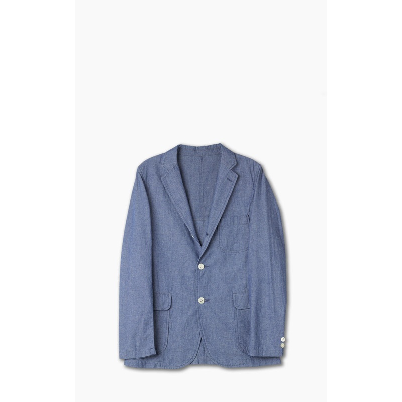 Beams Plus Organic Chambray 3-Button Shirt Jacket Blue M