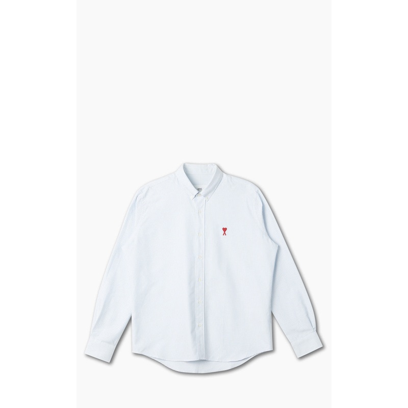 AMI Paris Ami De Coeur Button-Down Shirt Sky Blue/Natural 39