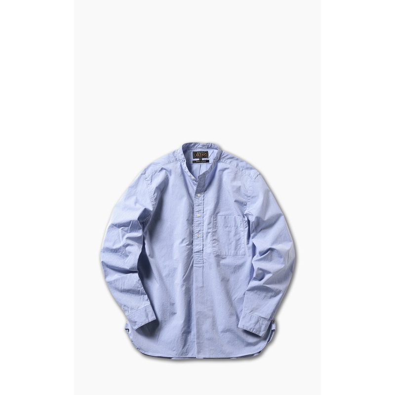 Beams Plus Broad Band Collar Pullover Shirt Sax M