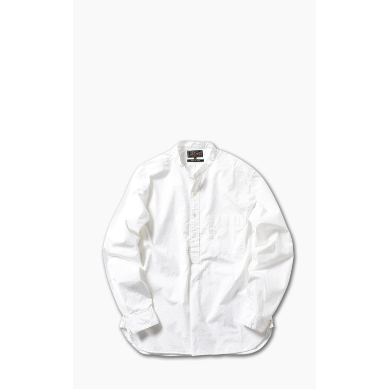Beams Plus Broad Band Collar Pullover Shirt White M