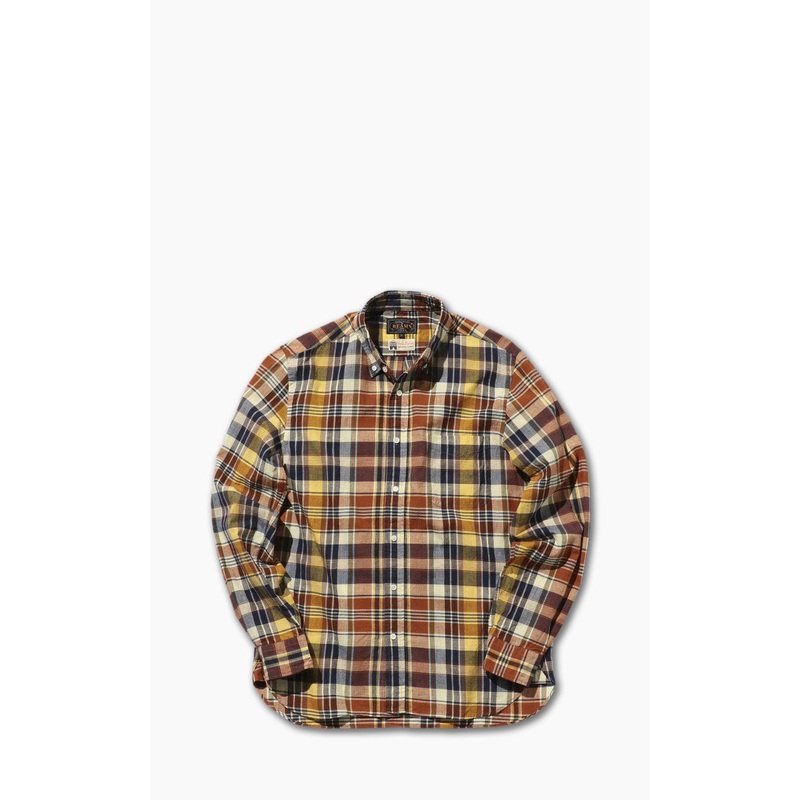 Beams Plus Indian Madras Check Button-Down Shirt Brown M